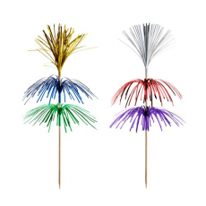 100 Deko-Picker 18 cm farbig sortiert Feuerwerk 3-lagig