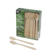100 Kaffeelöffel, Holz pure 11 cm