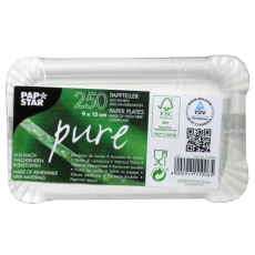 250 Teller, Pappe pure eckig 9 cm x 15 cm weiss