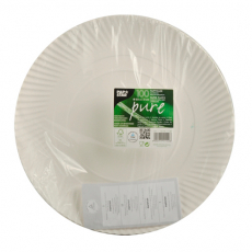 100 Teller, Pappe pure rund Ø 32 cm · 2 cm weiss