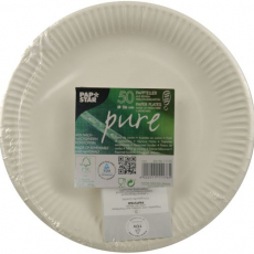 50 Teller, Pappe pure rund Ø 26 cm weiss extra stark