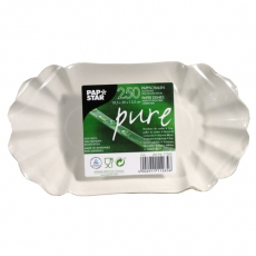 250 Schalen, Pappe pure oval 10,5 cm x 20 cm x 3,5 cm weiss