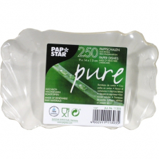 250 Schalen, Pappe pure eckig 9 cm x 14 cm x 3 cm weiss