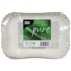250 Schalen, Pappe pure eckig 13 cm x 17,5 cm x 3 cm weiss