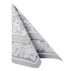 20 Servietten ROYAL Collection 1/4-Falz 40 cm x 40 cm grau Ornaments