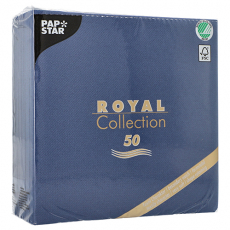 50 Servietten ROYAL Collection 1/4-Falz 40 cm x 40 cm dunkelblau