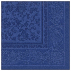 5 x  50 Servietten ROYAL Collection 1/4-Falz 40 cm x 40 cm dunkelblau Ornaments