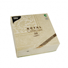 50 Servietten ROYAL Collection 1/4-Falz 40 cm x 40 cm champagner Ornaments
