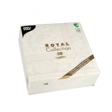 50 Servietten ROYAL Collection 1/4-Falz 40 cm x 40 cm weiss Ornaments