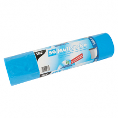 50 Müllsäcke, HDPE 120 l 110 cm x 70 cm blau mit biologisch verrottbaren Zusätzen