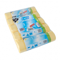 100 Müllsäcke mit Zugband, HDPE 60 l 71 cm x 64 cm gelb