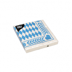 20 Servietten, 3-lagig 1/4-Falz 33 cm x 33 cm Bayrisch Blau