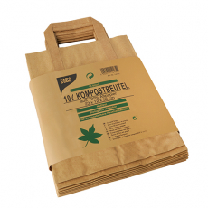 15 Kompostbeutel aus Papier mit Henkel 10 l 28 cm x 22 cm x 14 cm braun bedruckt
