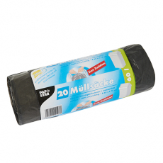 20 Müllsäcke mit Zugband, LDPE 60 l 75 cm x 65 cm grau