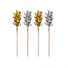 30 Deko-Picker 10,5 cm Frills gold / silber