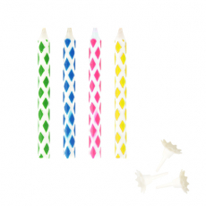 12 x  10 Magic-Kerzen mit Halter 6 cm farbig sortiert