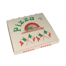 50 Pizzakartons, Cellulose eckig 33 cm x 33 cm x 4 cm Italienische Flagge