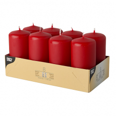 8 Stumpenkerzen Ø 50 mm · 100 mm rot