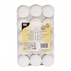 30 Teelichte Ø 37 mm · 16 mm weiss