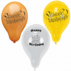 10 Luftballons Ø 22 cm farbig sortiert Happy Birthday