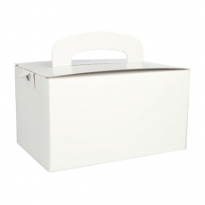 20 Lunch-Boxen, Pappe pure eckig 12,5 cm x 15,5 cm x 22,5 cm weiss mit Tragegriff