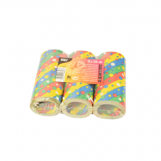 3 Riesenluftschlangen 15 m Confetti flammhemmend
