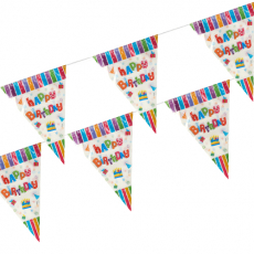 Wimpelkette, Folie 4 m Happy Birthday wetterfest
