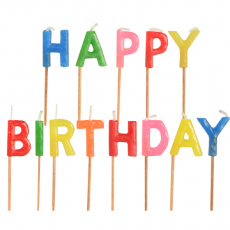 Buchstabenkerzen-Set 8 cm Happy Birthday