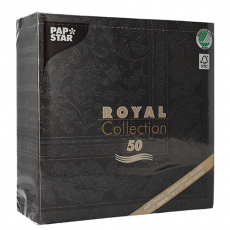 50 Servietten ROYAL Collection 1/4-Falz 40 cm x 40 cm schwarz Ornaments
