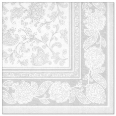 8 x 20 Servietten ROYAL Collection 1/4-Falz 40 cm x 40 cm weiss Ornaments