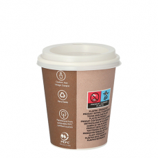 10 Trinkbecher, Pappe mit Deckel, PS To Go 0,2 l Ø 8 cm · 9,1 cm
