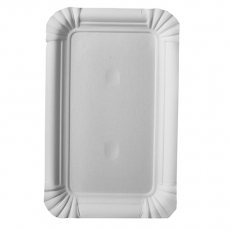 25 Teller, Pappe pure eckig 10 cm x 16 cm weiss