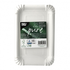 25 Teller, Pappe pure eckig 13 cm x 20 cm weiss