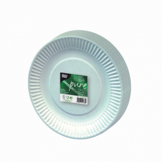 25 Teller, Pappe pure rund Ø 19 cm weiss