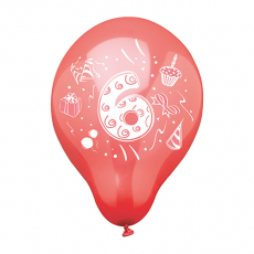 6 Zahlenluftballons Ø 25 cm farbig sortiert 6