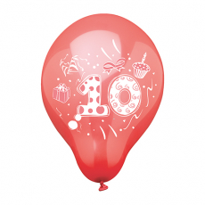 6 Zahlenluftballons Ø 25 cm farbig sortiert 10