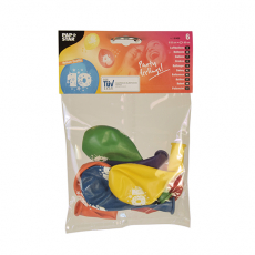 6 Zahlenluftballons Ø 25 cm farbig sortiert 10