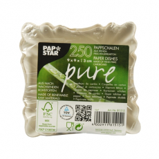 250 Schalen, Pappe pure eckig 9 cm x 9 cm x 3 cm weiss