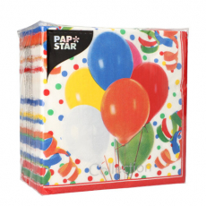 100 Servietten, 3-lagig 1/4-Falz 33 cm x 33 cm Lucky Balloons