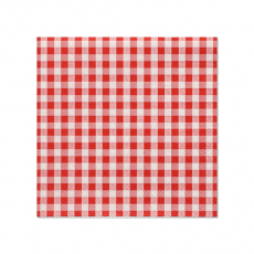 20 Servietten, 3-lagig 1/4-Falz 25 cm x 25 cm rot Vichy Karo