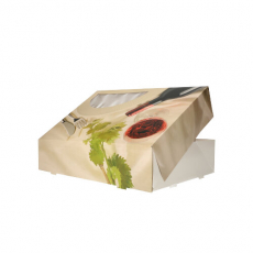 5 Transport- und Catering-Kartons 8 cm x 24,5 cm x 35,5 cm Burgund mit Sichtfenster, einteilig