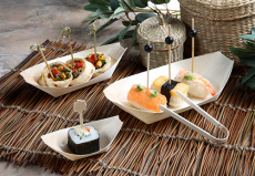 50 Fingerfood - Schalen, Holz pure 11 cm x 6,5 cm Schiffchen