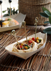 50 Fingerfood - Schalen, Holz pure 19 cm x 10 cm Schiffchen