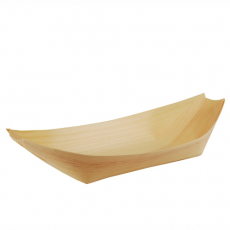 10 x  50 Fingerfood - Schalen, Holz pure 25 cm x 10 cm Schiffchen