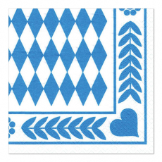 250 Servietten, 3-lagig 1/4-Falz 33 cm x 33 cm Bayrisch Blau