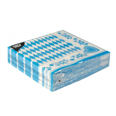 50 Servietten, 3-lagig 1/4-Falz 40 cm x 40 cm Bayrisch Blau