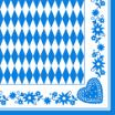 50 Servietten, 3-lagig 1/4-Falz 40 cm x 40 cm Bayrisch Blau