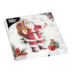 20 Servietten, 3-lagig 1/4-Falz 33 cm x 33 cm HoHoHo