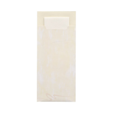520 Bestecktaschen 20 cm x 8,5 cm creme inkl. weißer Serviette 33 x 33 cm 2-lag.