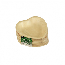 25 Teller, Palmblatt pure 15,5 cm x 3 cm Herz
